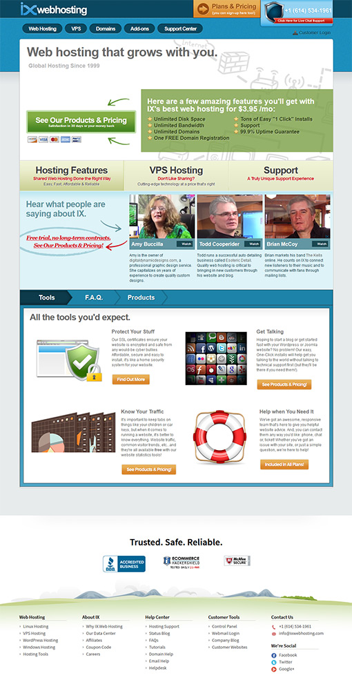 ixWebHosting Screenshot